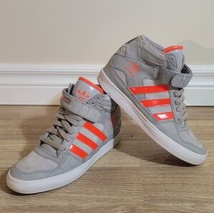 Adidas Gray and Orange High-Top Womens Sneakers